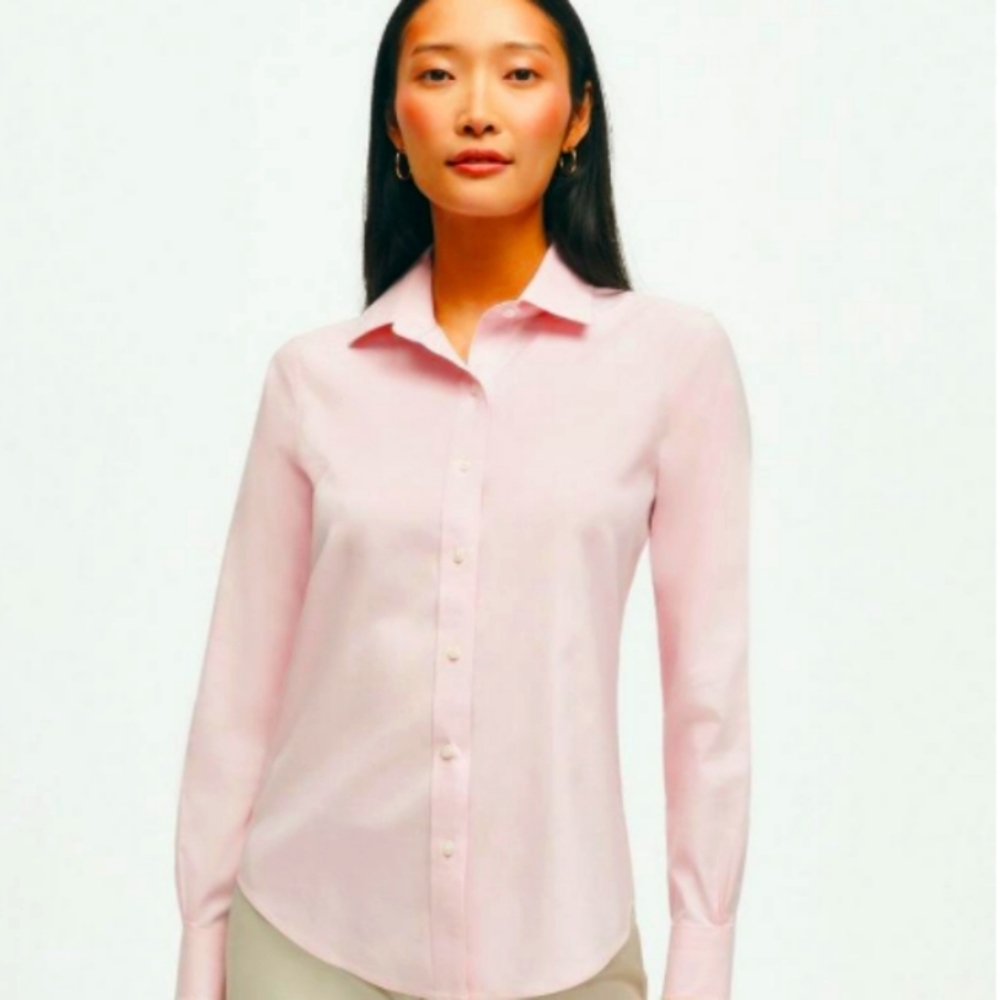 Brooks Brothers Non-Iron Classic Pink Button Down Shirt Top Blouse Size 6